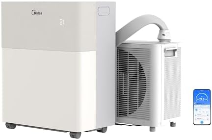 Midea PortaSplit-E Mobile Air Conditioner, Cooling A++/Heating A+, 12000 BTU 3.5 kW, Mini Split Air Conditioning, Peach, for Rooms up to 42 m² / 105 m³, Only 39 dB(A) in Silent Mode [Energy Class A++]