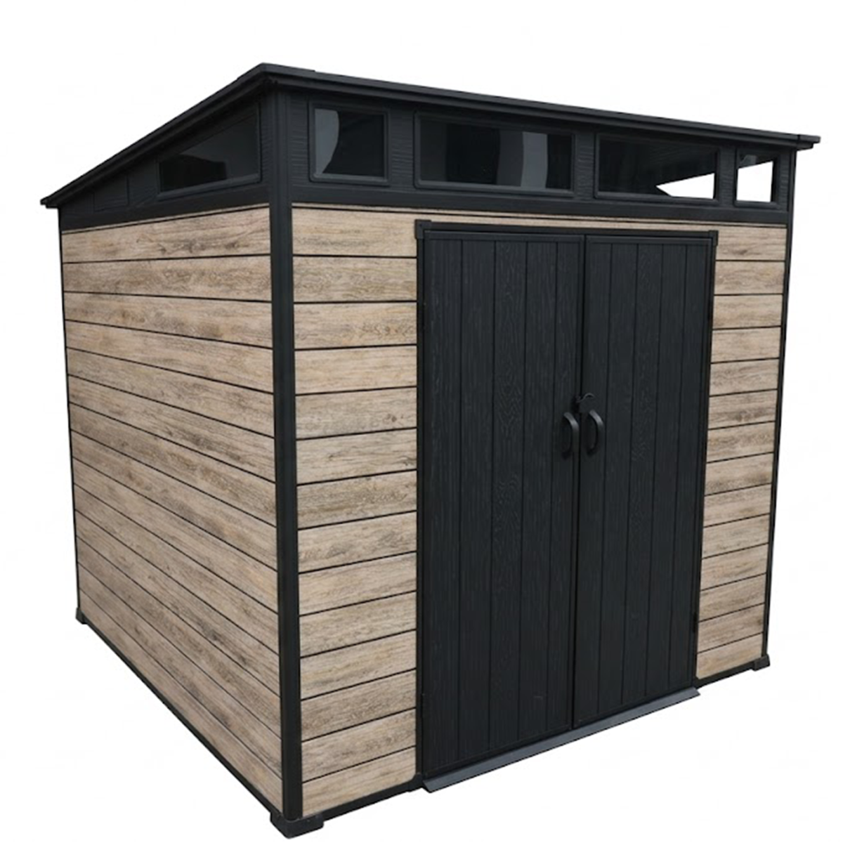Pro Grade 7ft x 7ft Pent Roof Premium Plastic Garden Shed - Oak Woodgrain Texture