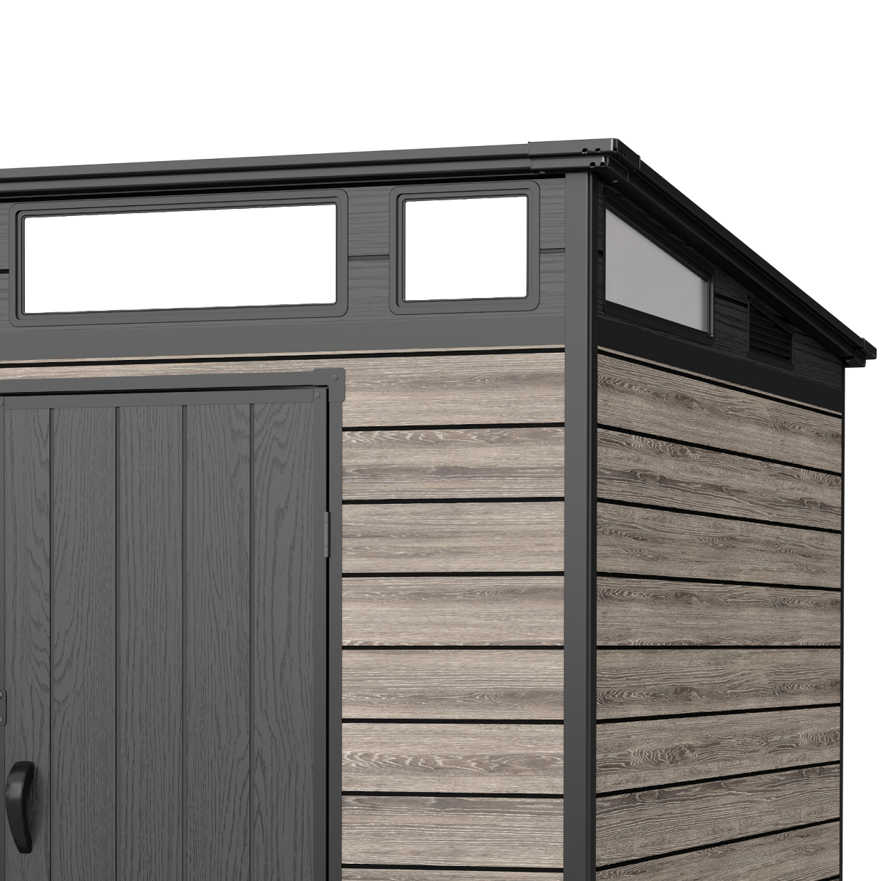 Pro Grade 7ft x 7ft Pent Roof Premium Plastic Garden Shed - Oak Woodgrain Texture