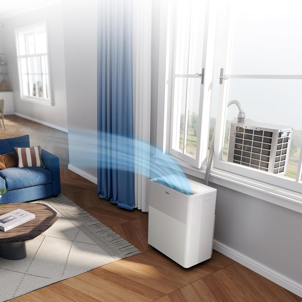 Midea PortaSplit-E Mobile Air Conditioner, Cooling A++/Heating A+, 12000 BTU 3.5 kW, Mini Split Air Conditioning, Peach, for Rooms up to 42 m² / 105 m³, Only 39 dB(A) in Silent Mode [Energy Class A++]